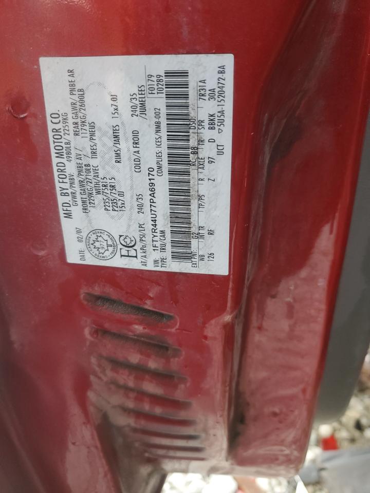 2007 Ford Ranger Super Cab VIN: 1FTYR44U77PA69170 Lot: 91013025