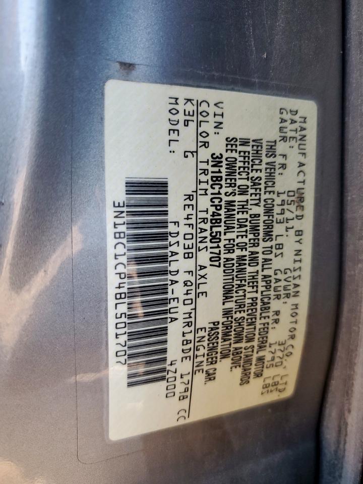 2011 Nissan Versa S VIN: 3N1BC1CP4BL501707 Lot: 91429005