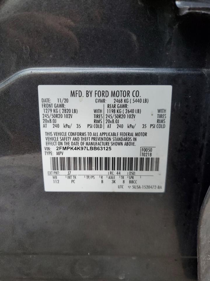 2020 Ford Edge Titanium VIN: 2FMPK4K97LBB63125 Lot: 92848105