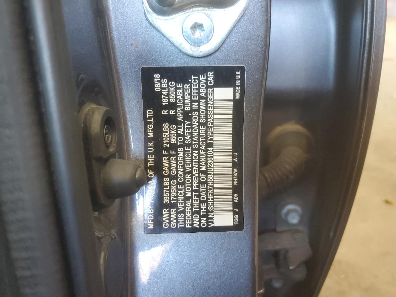 2018 Honda Civic Ex VIN: SHHFK7H58JU236104 Lot: 93636535