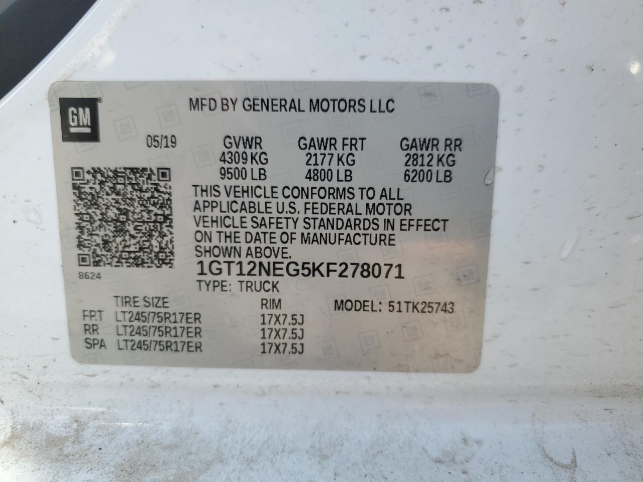 2019 GMC Sierra K2500 Heavy Duty VIN: 1GT12NEG5KF278071 Lot: 91367875