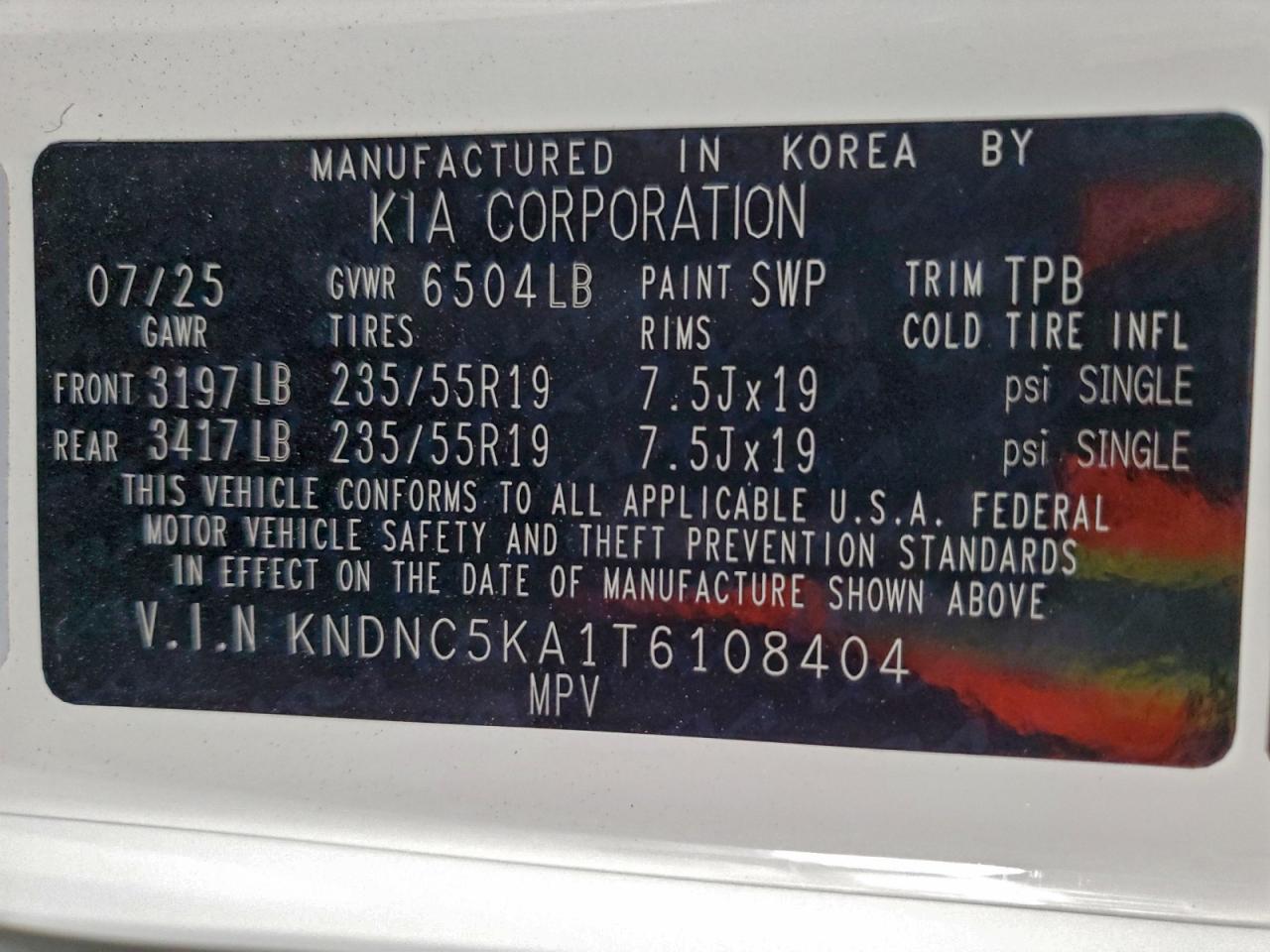 2026 Kia Carnival Ex VIN: KNDNC5KA1T6108404 Lot: 94535485