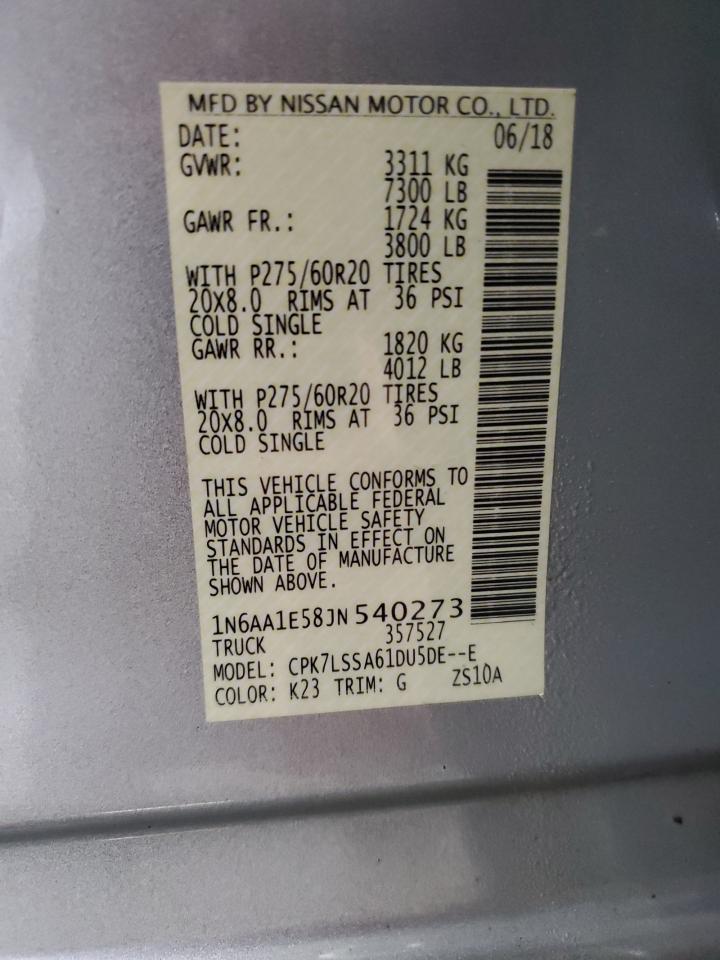 2018 Nissan Titan Sv VIN: 1N6AA1E58JN540273 Lot: 93859395