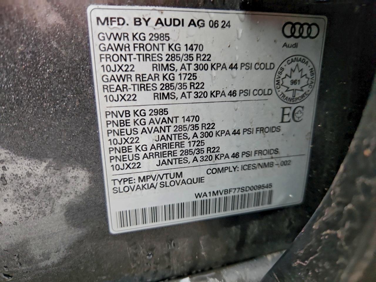2025 Audi Q7 Progressiv VIN: WA1MVBF77SD009545 Lot: 94650475
