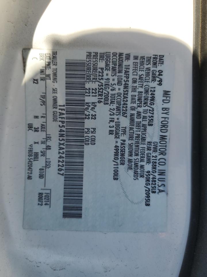 1999 Ford Taurus Sho VIN: 1FAFP54N5XA242267 Lot: 93553805