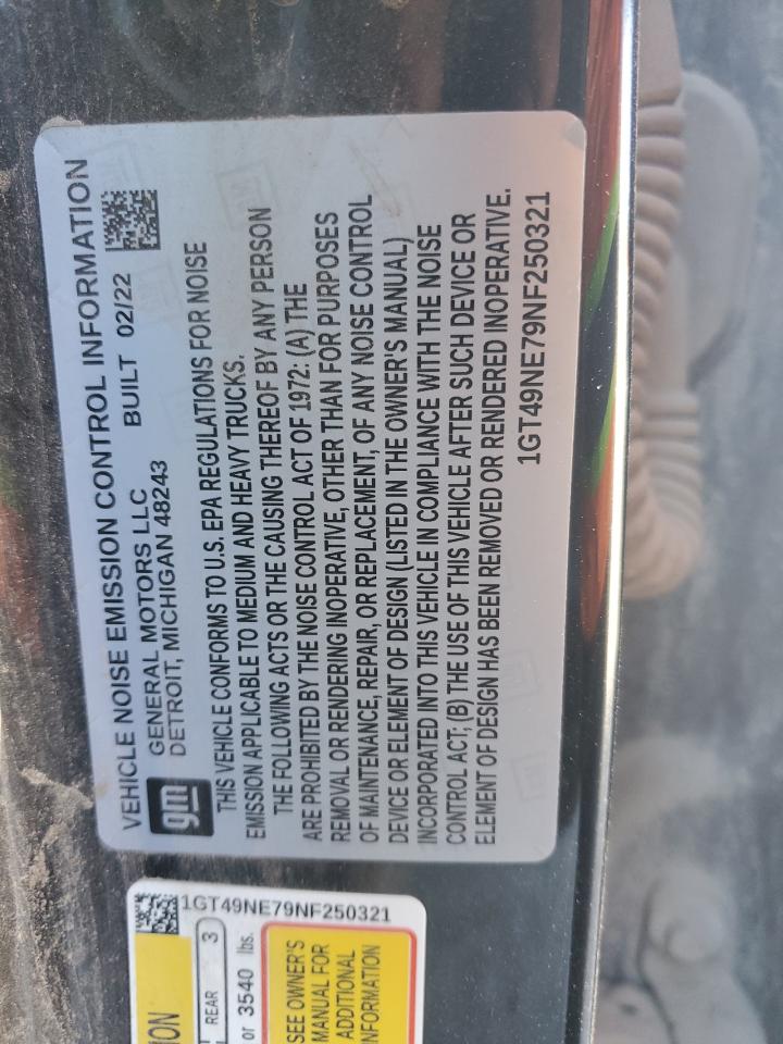 2022 GMC Sierra K2500 Slt VIN: 1GT49NE79NF250321 Lot: 92252295