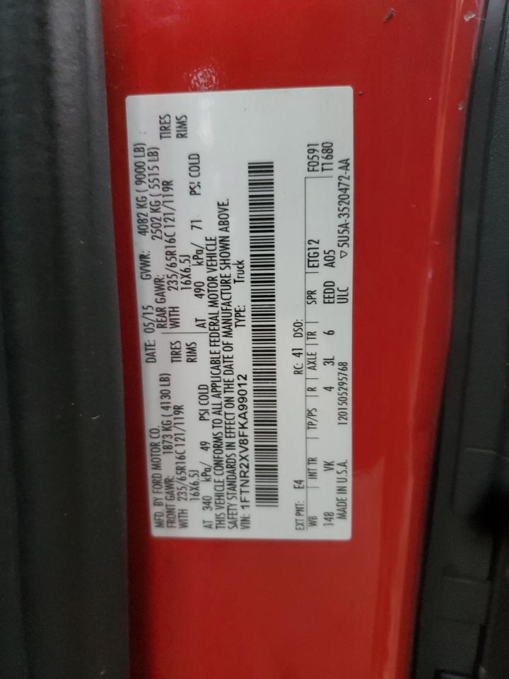 2015 Ford Transit T-250 VIN: 1FTNR2XV8FKA99012 Lot: 93751285