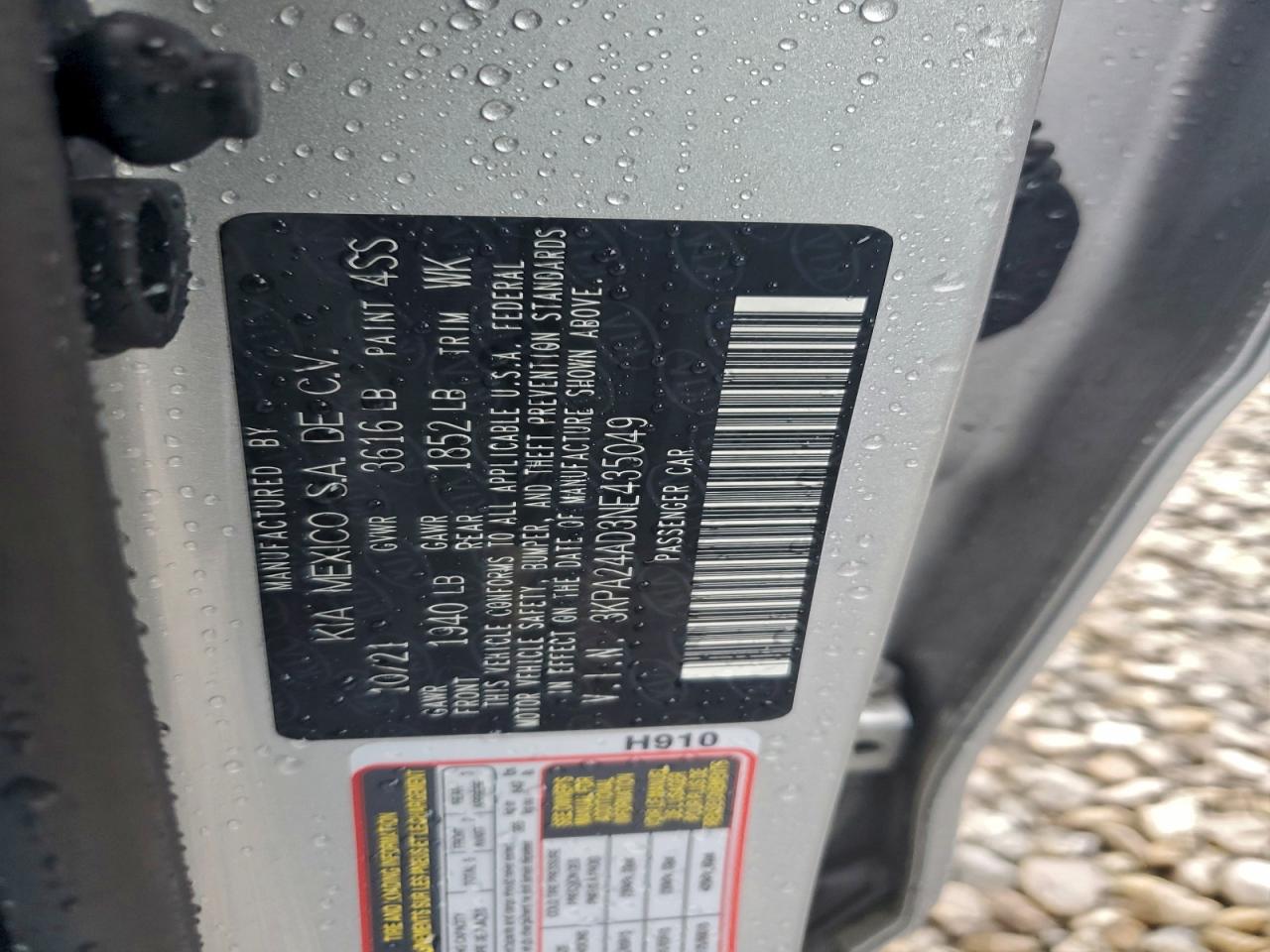 2022 Kia Rio Lx VIN: 3KPA24AD3NE435049 Lot: 94231135