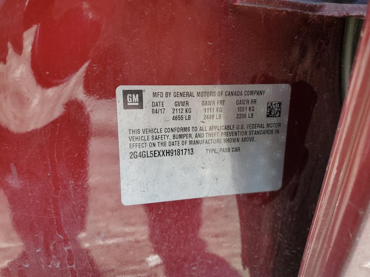 2017 Buick Regal Sport Touring VIN: 2G4GL5EXXH9181713 Lot: 89934395