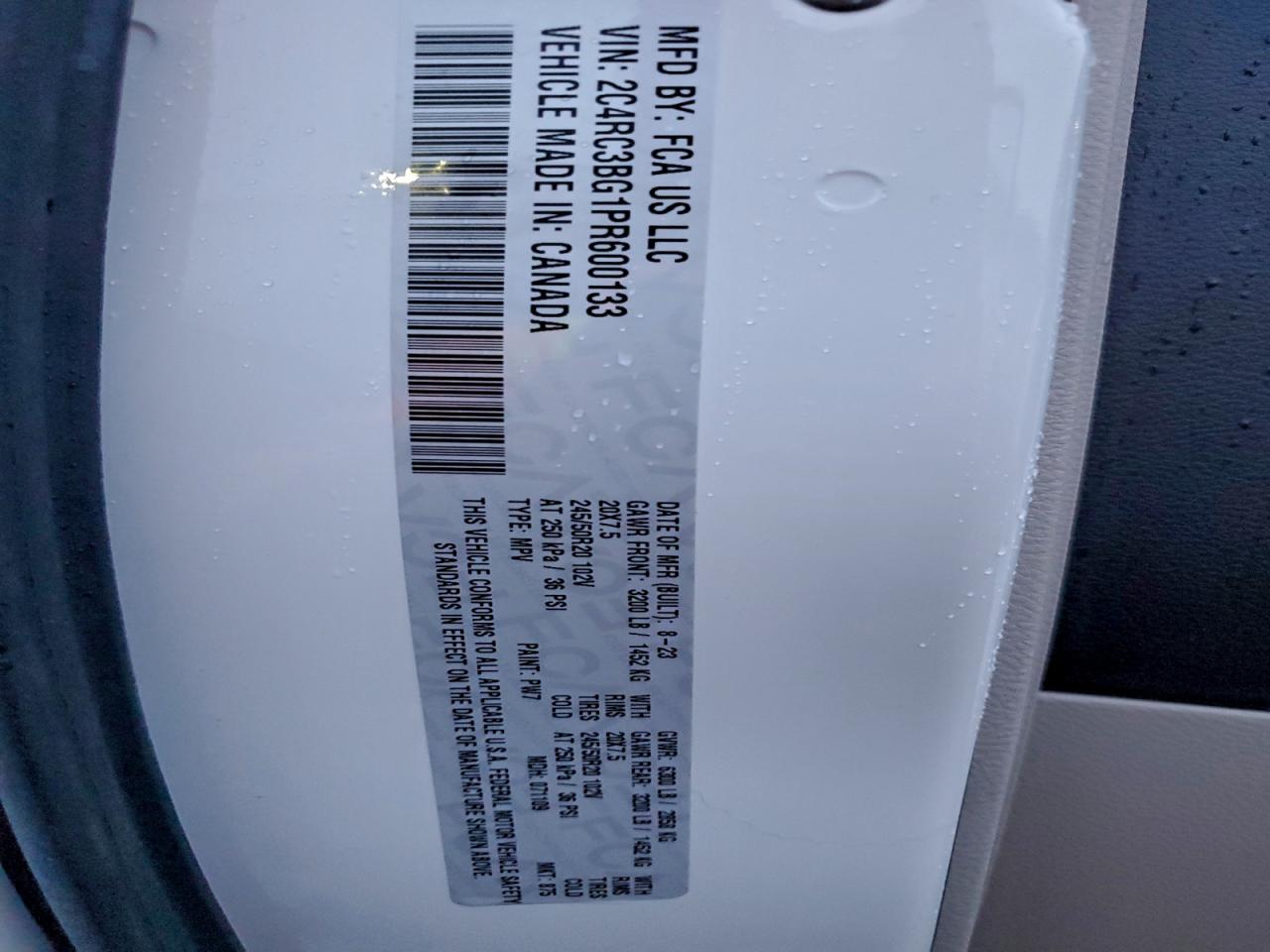 2023 Chrysler Pacifica Touring L VIN: 2C4RC3BG1PR600133 Lot: 94125345