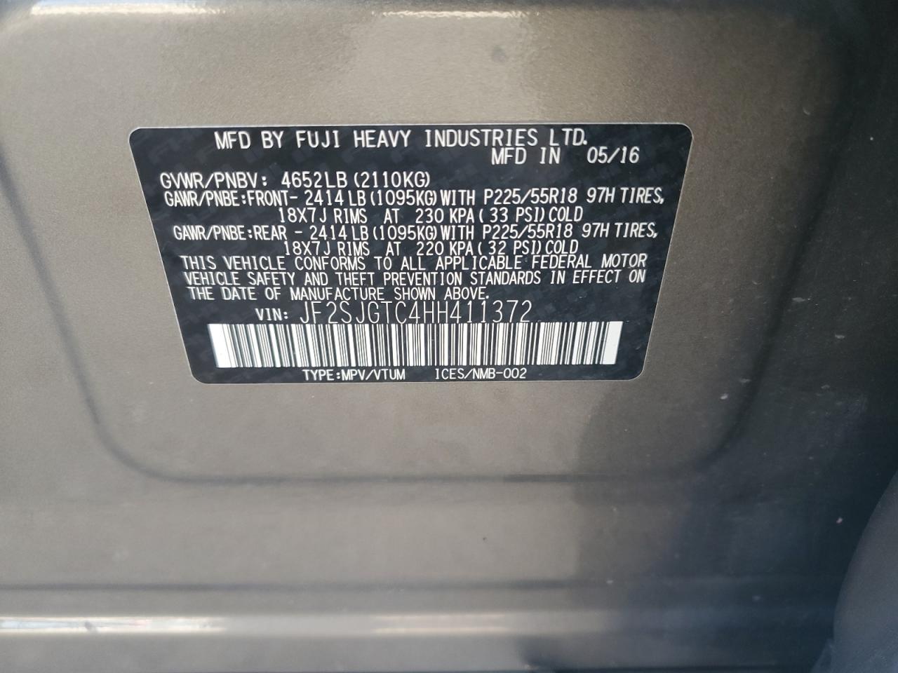 2017 Subaru Forester 2.0Xt Touring VIN: JF2SJGTC4HH411372 Lot: 91626935