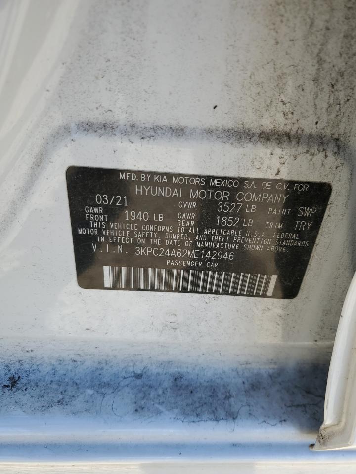 2021 Hyundai Accent Se VIN: 3KPC24A62ME142946 Lot: 93333015