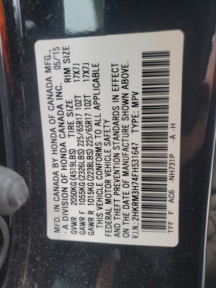 2015 Honda Cr-V Exl VIN: 2HKRM3H74FH531647 Lot: 93776165