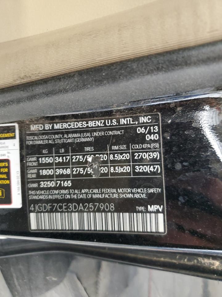 2013 Mercedes-Benz Gl 450 4Matic VIN: 4JGDF7CE3DA257908 Lot: 90103135