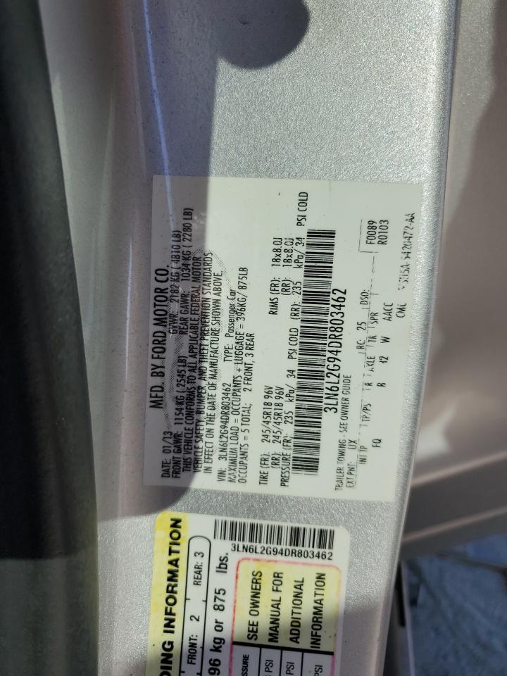 2013 Lincoln Mkz VIN: 3LN6L2G94DR803462 Lot: 93108445