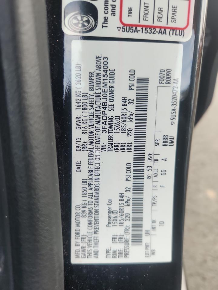 2014 Ford Fiesta Se VIN: 3FADP4BJ0EM154003 Lot: 91293415