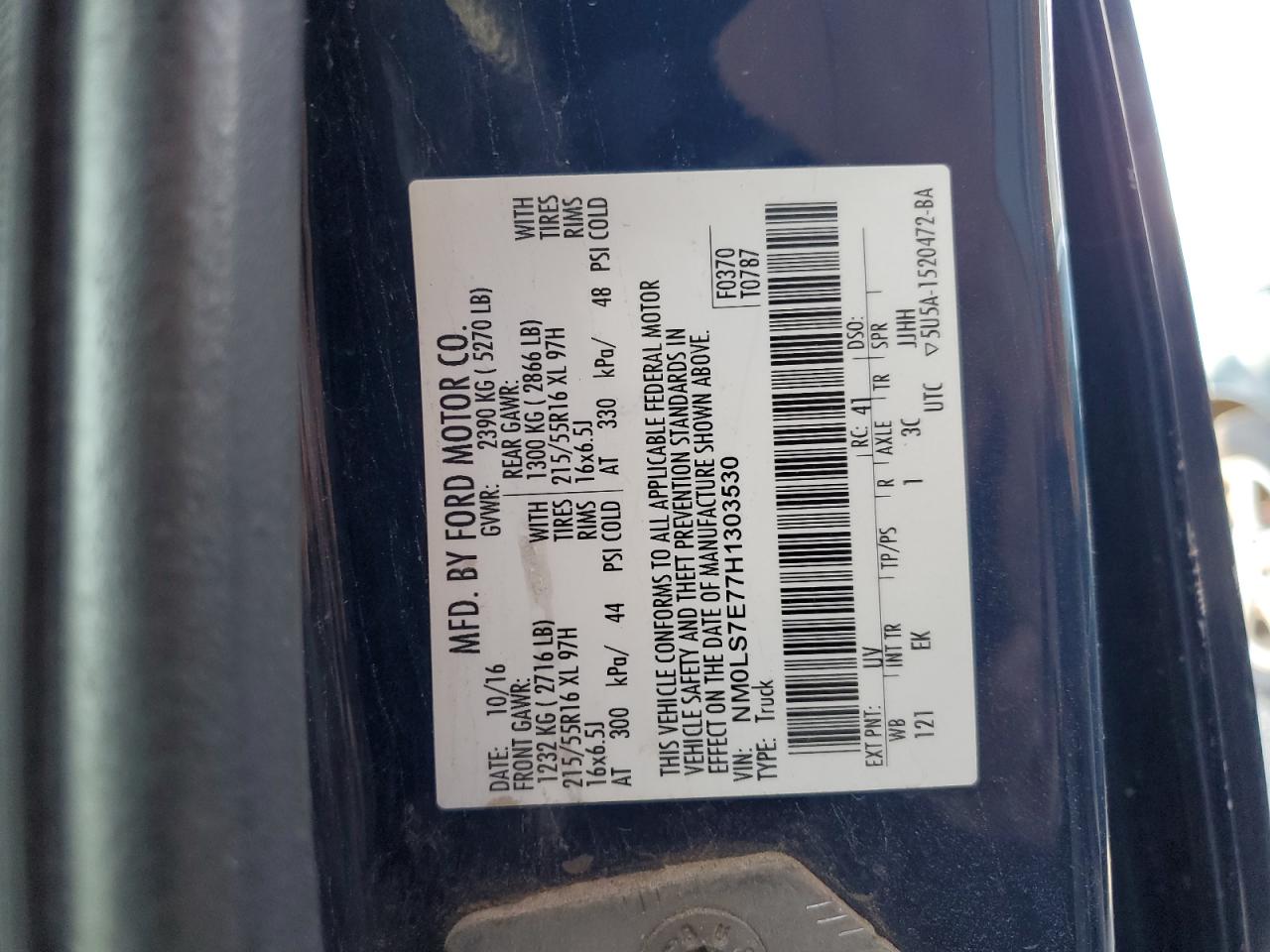 2017 Ford Transit Connect Xl VIN: NM0LS7E77H1303530 Lot: 91332485