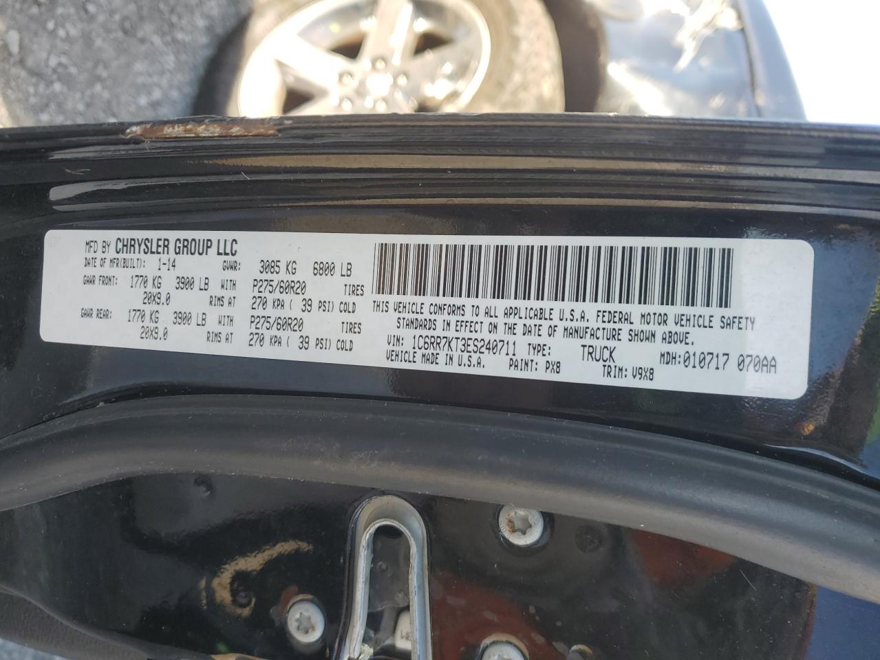 2014 Ram 1500 St VIN: 1C6RR7KT3ES240711 Lot: 91859095