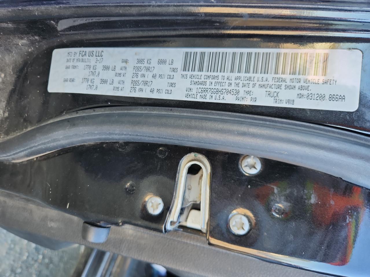 2017 Ram 1500 Slt VIN: 1C6RR7GG8HS704530 Lot: 90749635