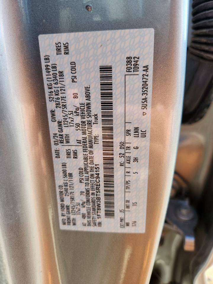 2024 Ford F350 Super Duty VIN: 1FT8W3BT5REC94151 Lot: 91684745
