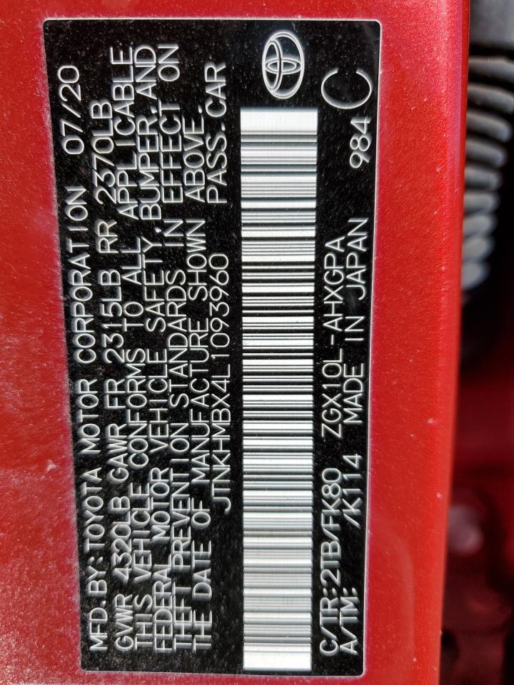 2020 Toyota C-Hr Xle VIN: JTNKHMBX4L1093960 Lot: 91277595