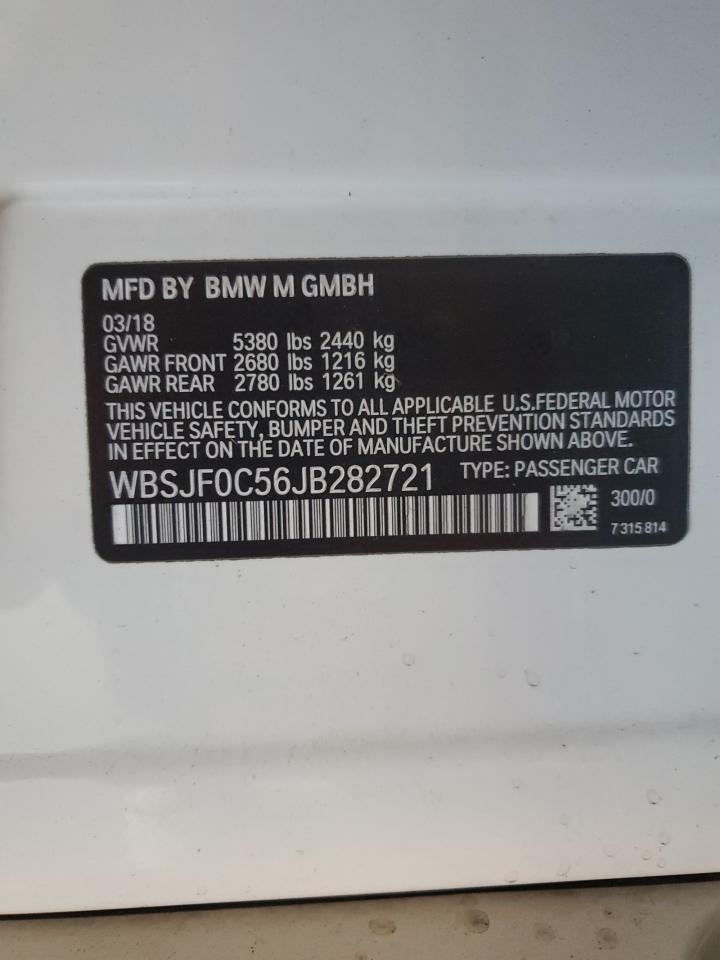 2018 BMW M5 VIN: WBSJF0C56JB282721 Lot: 90717245
