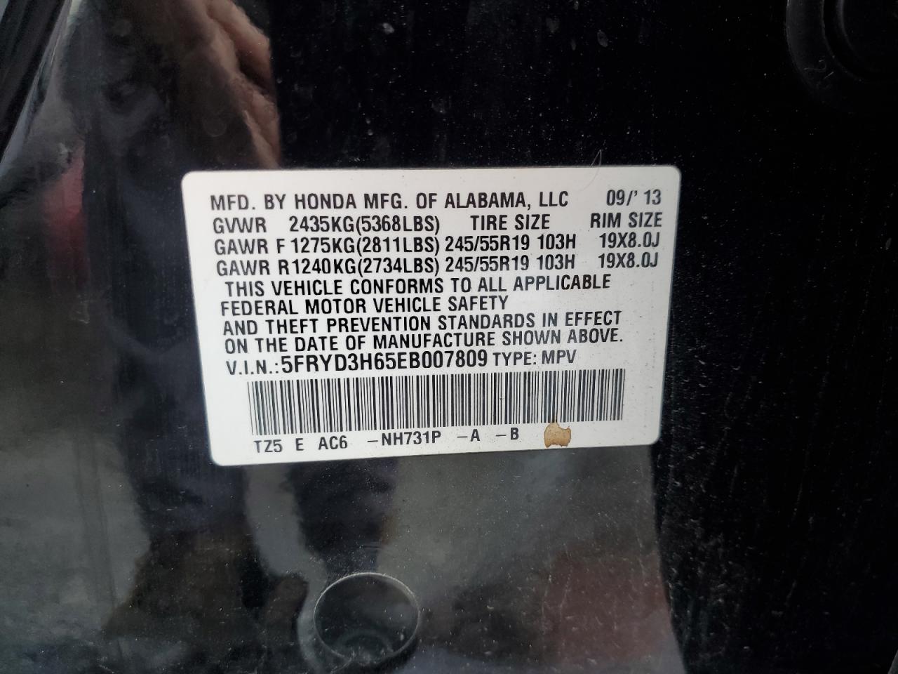 2014 Acura Mdx Technology VIN: 5FRYD3H65EB007809 Lot: 93914265