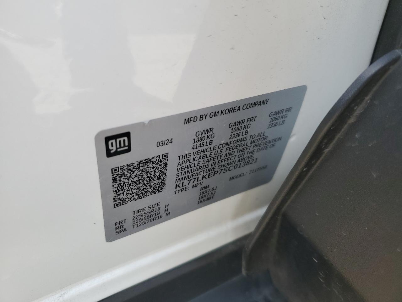 2025 Chevrolet Trax Activ VIN: KL77LKEP7SC013821 Lot: 91983875