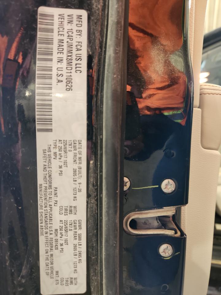 2021 Jeep Cherokee Latitude Lux VIN: 1C4PJMMX8MD110626 Lot: 92997695