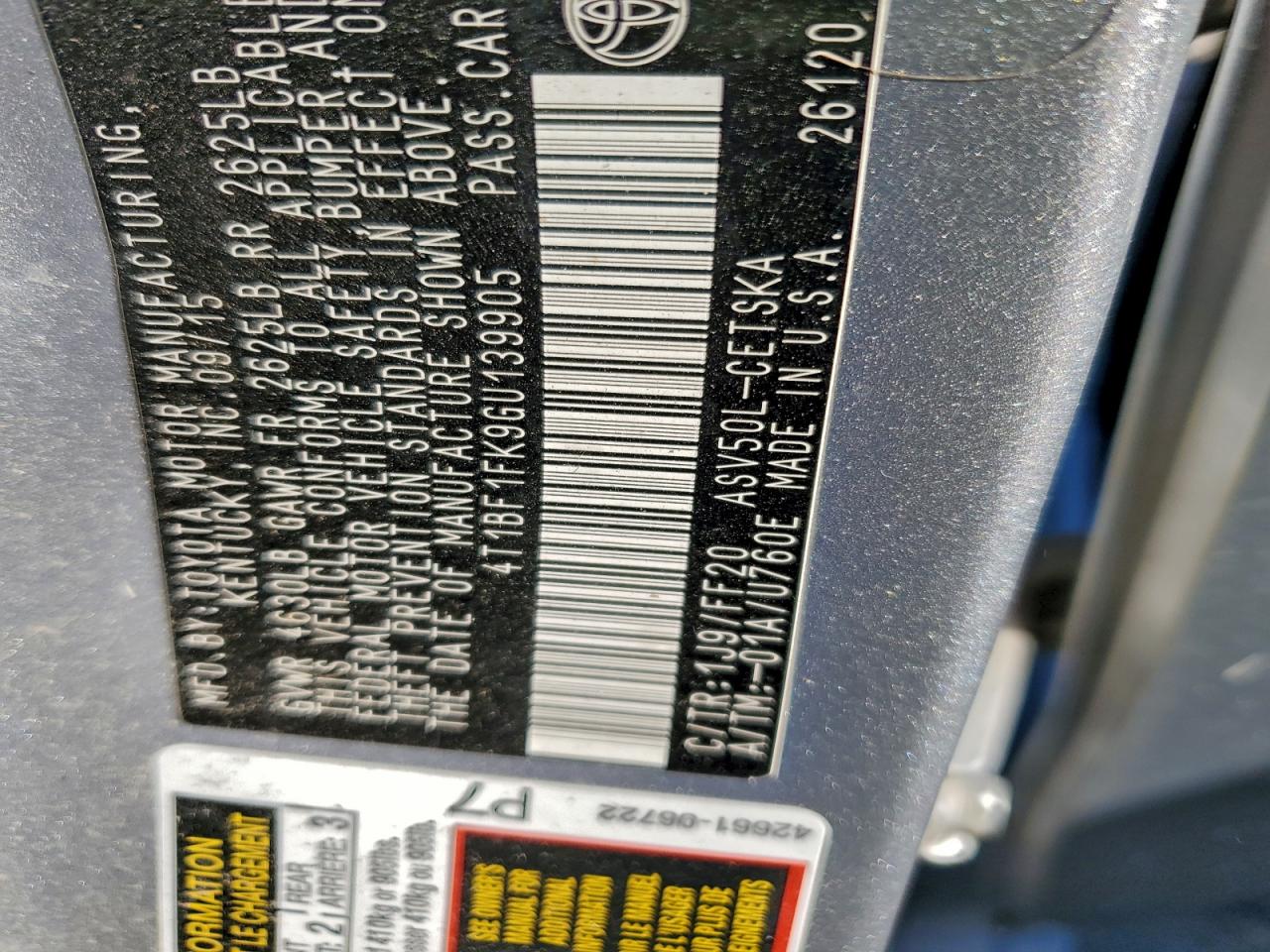 2016 Toyota Camry Le VIN: 4T1BF1FK9GU139905 Lot: 93553335