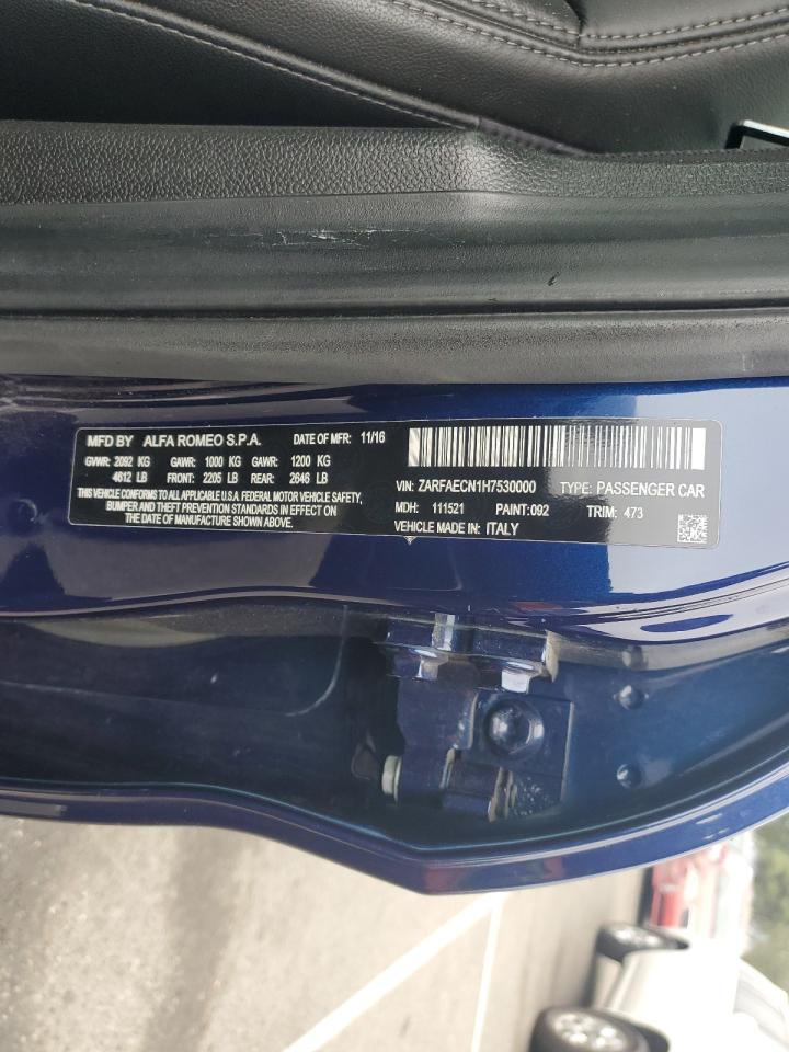 2017 Alfa Romeo Giulia Ti VIN: ZARFAECN1H7530000 Lot: 92740175