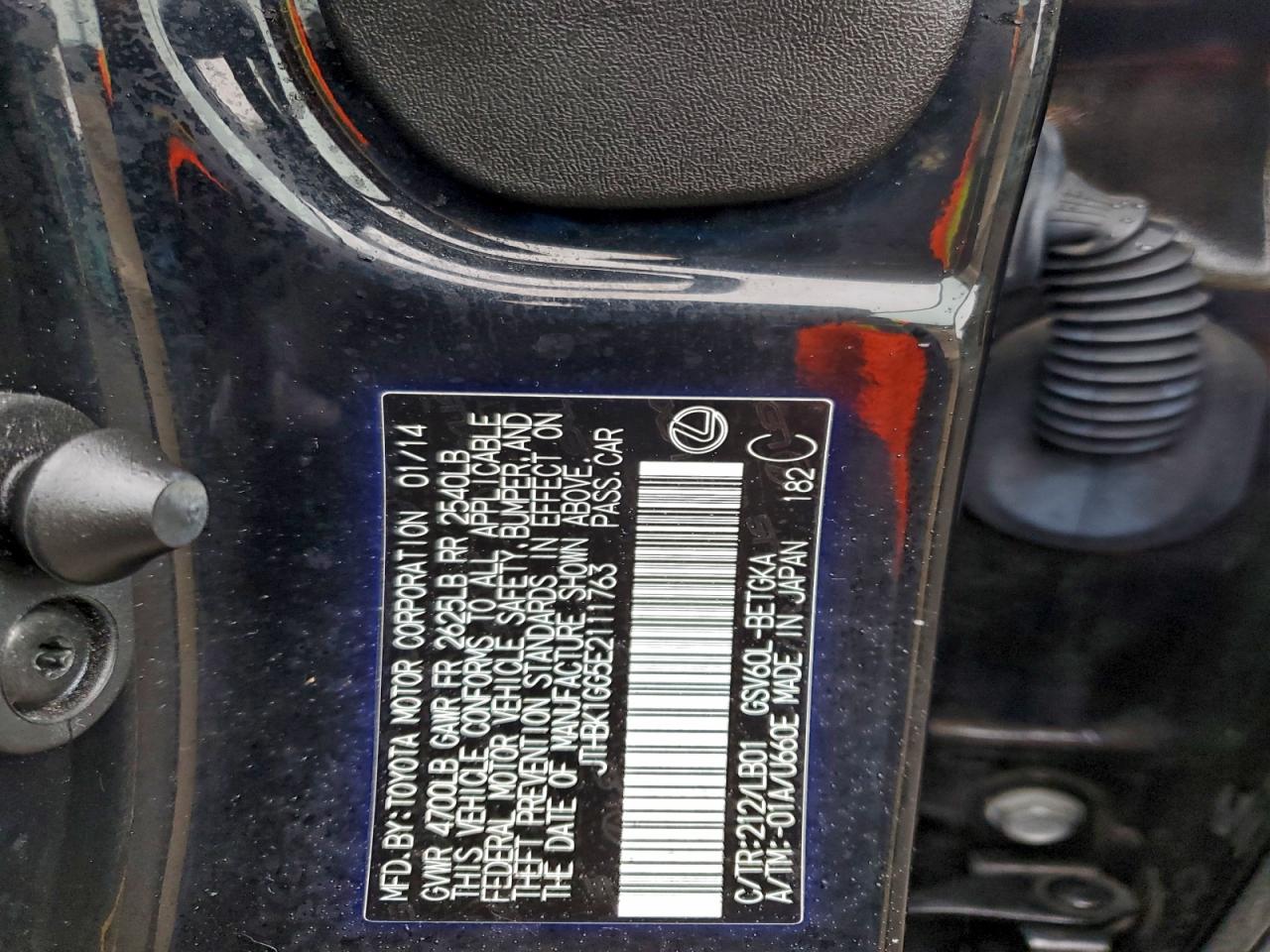 2014 Lexus Es 350 VIN: JTHBK1GG5E2111763 Lot: 94376435