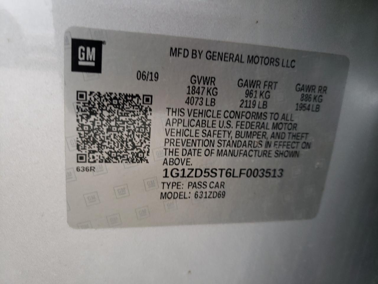 2020 Chevrolet Malibu Lt VIN: 1G1ZD5ST6LF003513 Lot: 92231205