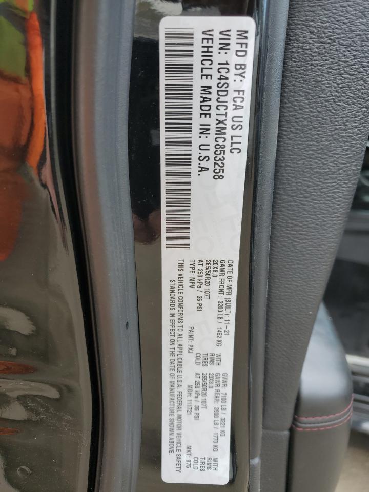 2021 Dodge Durango R/T VIN: 1C4SDJCTXMC853258 Lot: 91165835