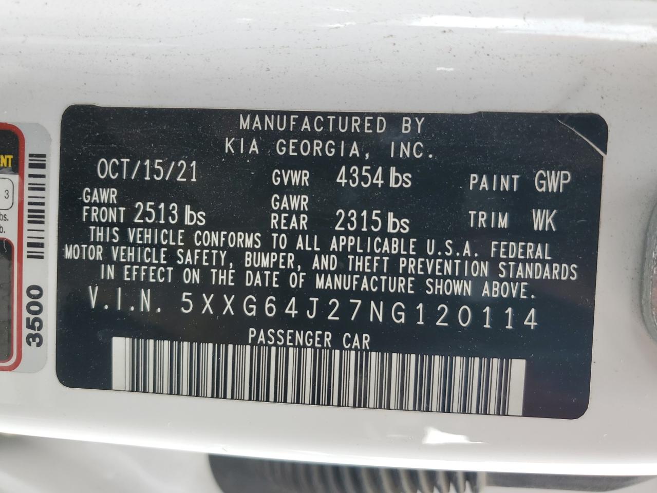 2022 Kia K5 Gt Line VIN: 5XXG64J27NG120114 Lot: 92411375