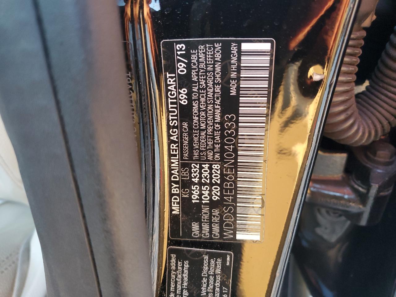 2014 Mercedes-Benz Cla 250 VIN: WDDSJ4EB6EN040333 Lot: 93652475