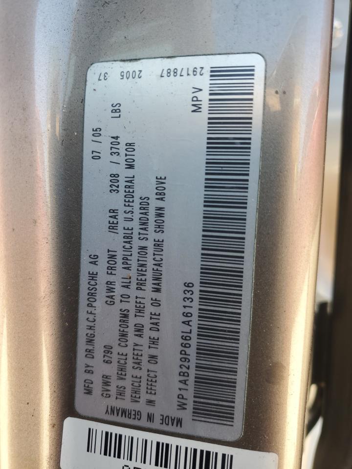 2006 Porsche Cayenne S VIN: WP1AB29P66LA61336 Lot: 90757955