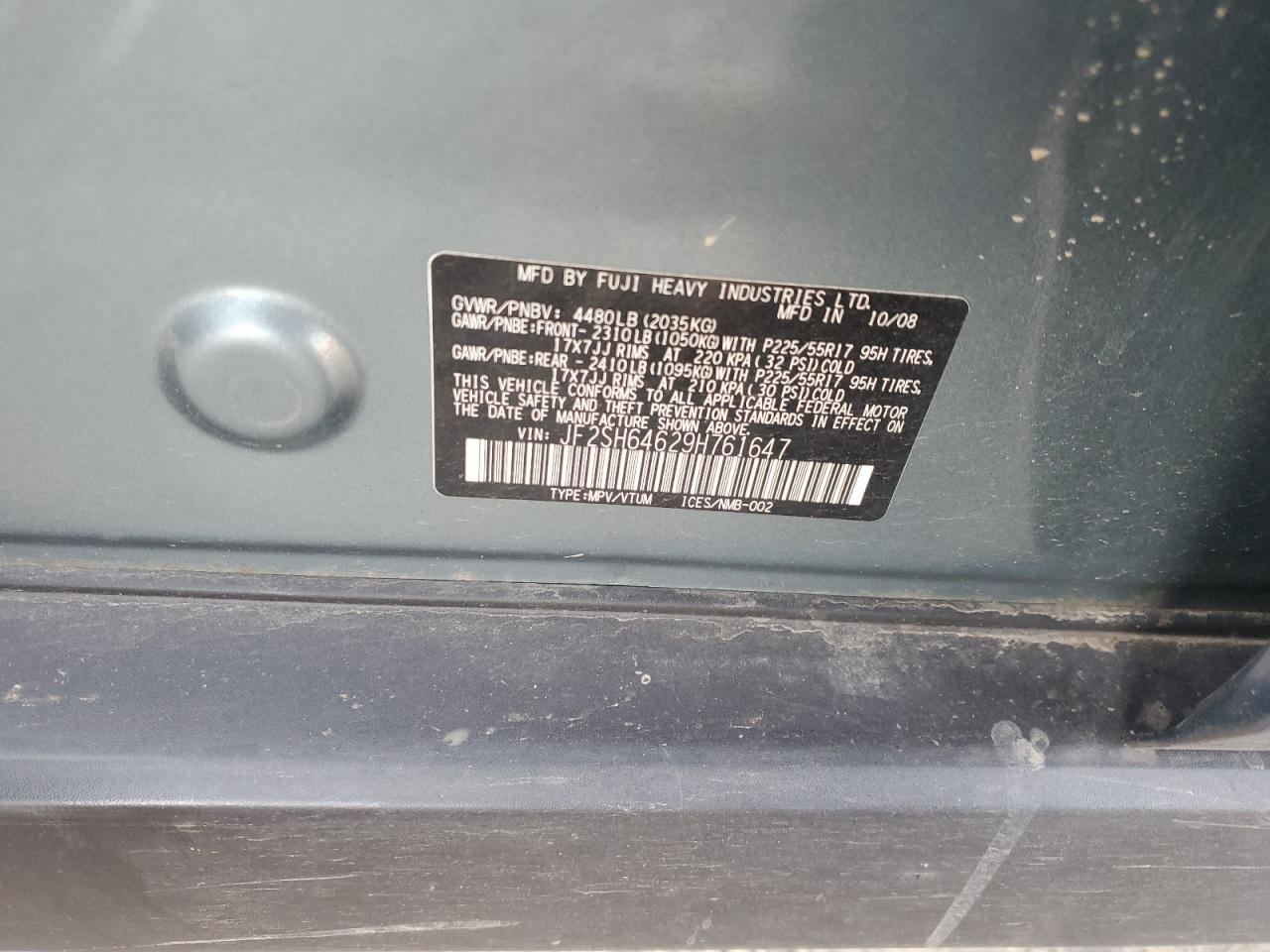 2009 Subaru Forester 2.5X Limited VIN: JF2SH64629H761647 Lot: 92587505