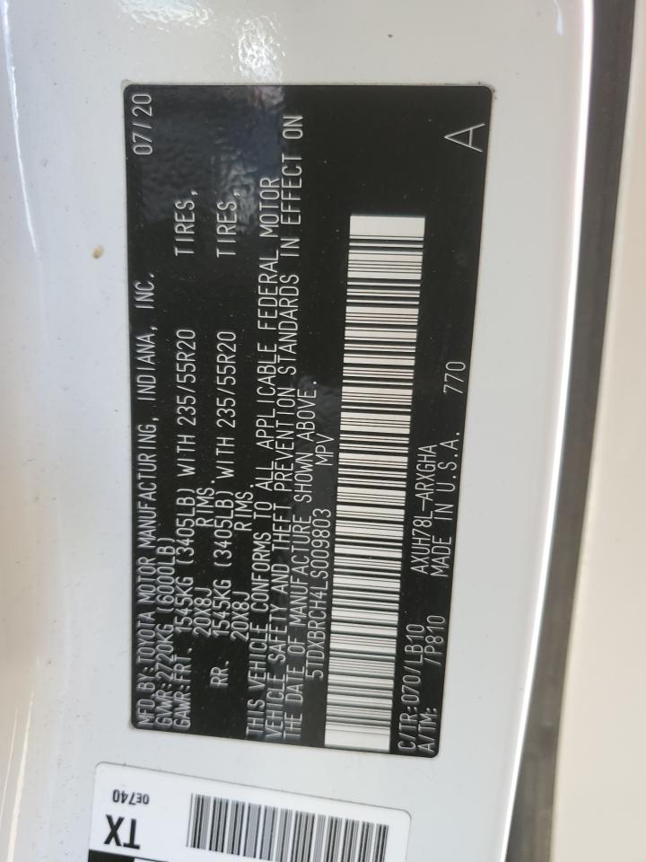 2020 Toyota Highlander Hybrid Limited VIN: 5TDXBRCH4LS009803 Lot: 91712595