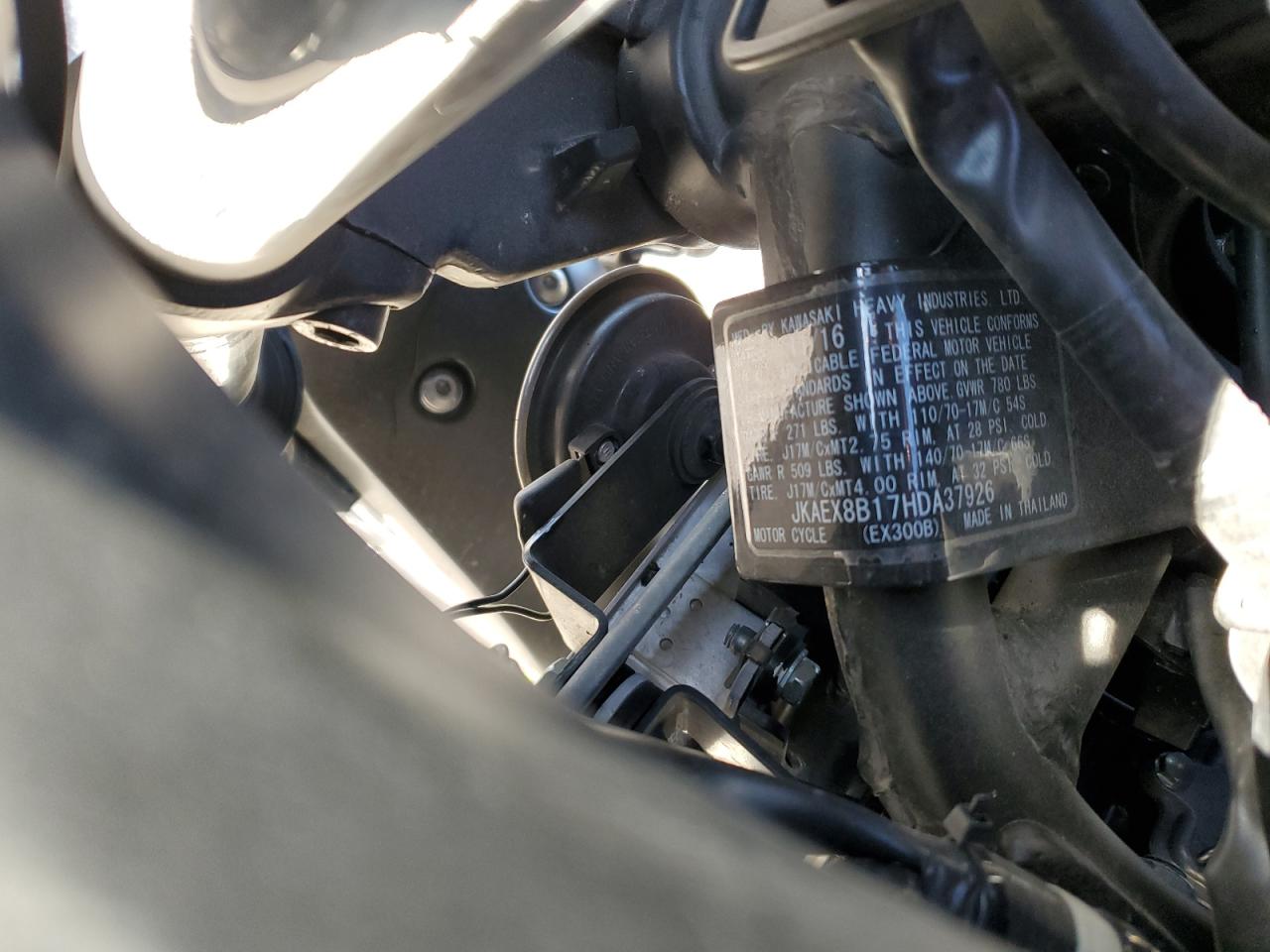 2017 Kawasaki Ex300 B VIN: JKAEX8B17HDA37926 Lot: 92103715