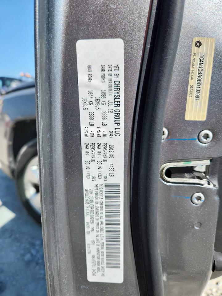 2013 Jeep Compass Sport VIN: 1C4NJCBA0DD102097 Lot: 92252565