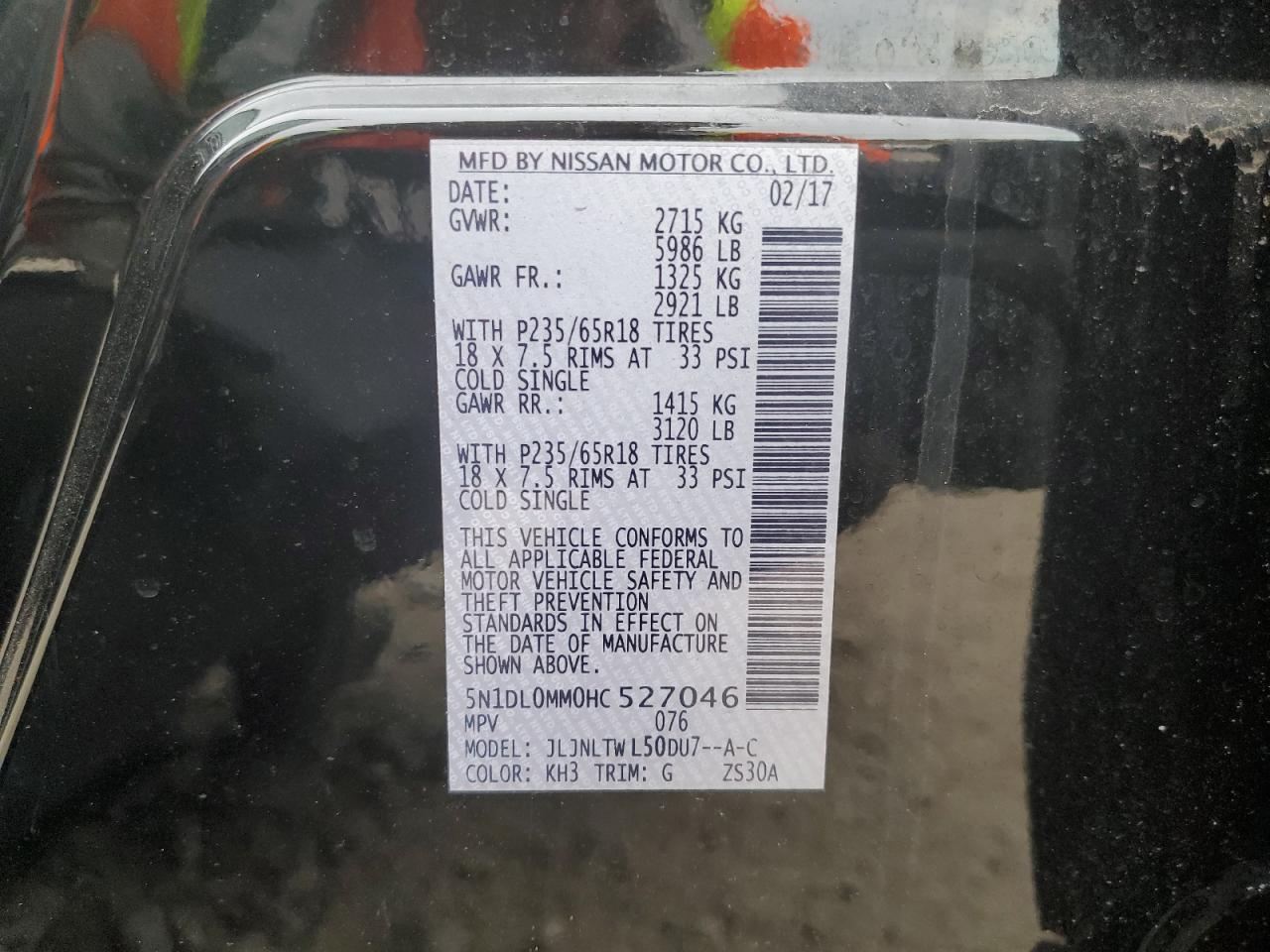 2017 Infiniti Qx60 VIN: 5N1DL0MM0HC527046 Lot: 91375105