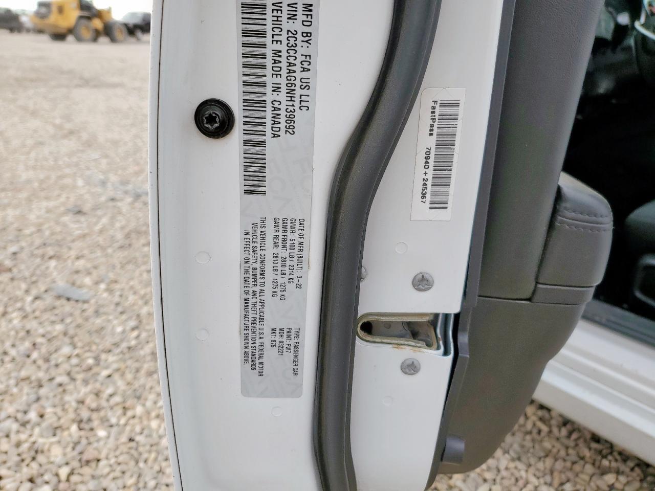 2022 Chrysler 300 Touring VIN: 2C3CCAAG6NH139692 Lot: 93550795