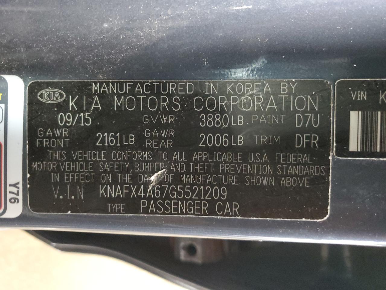 2016 Kia Forte Lx VIN: KNAFX4A67G5521209 Lot: 92355555