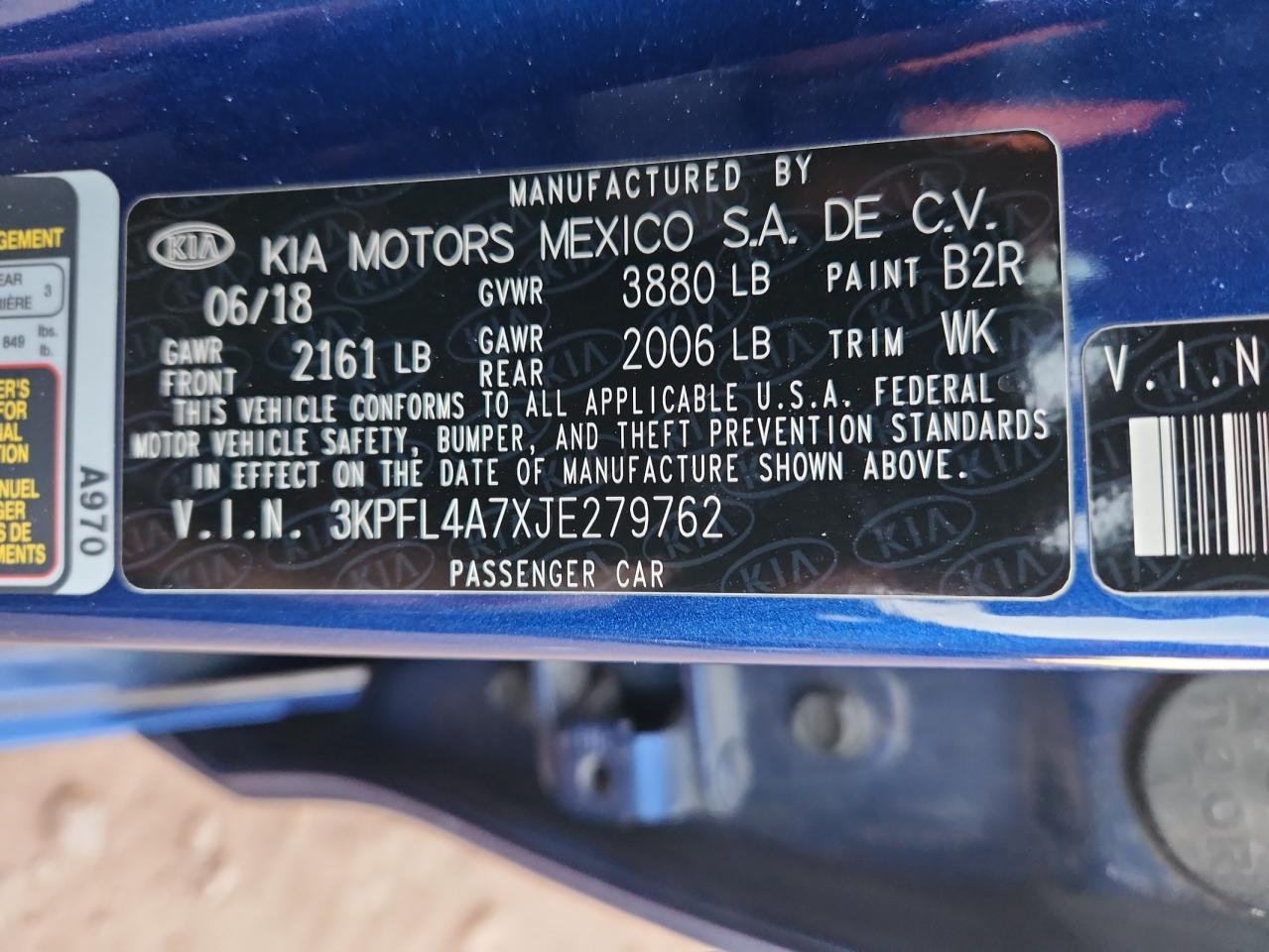 2018 Kia Forte Lx VIN: 3KPFL4A7XJE279762 Lot: 91321785