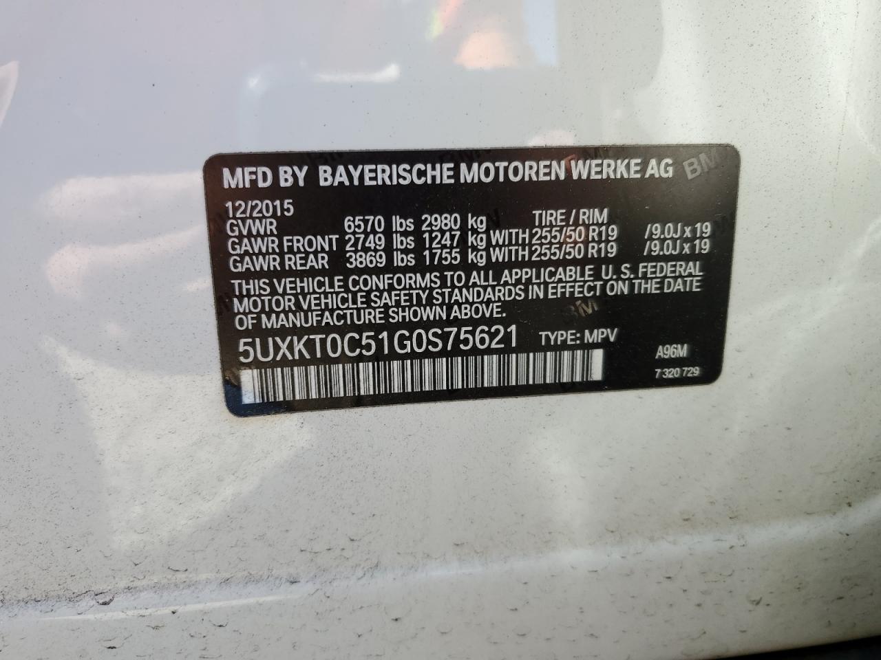 2016 BMW X5 Xdr40E VIN: 5UXKT0C51G0S75621 Lot: 92133115