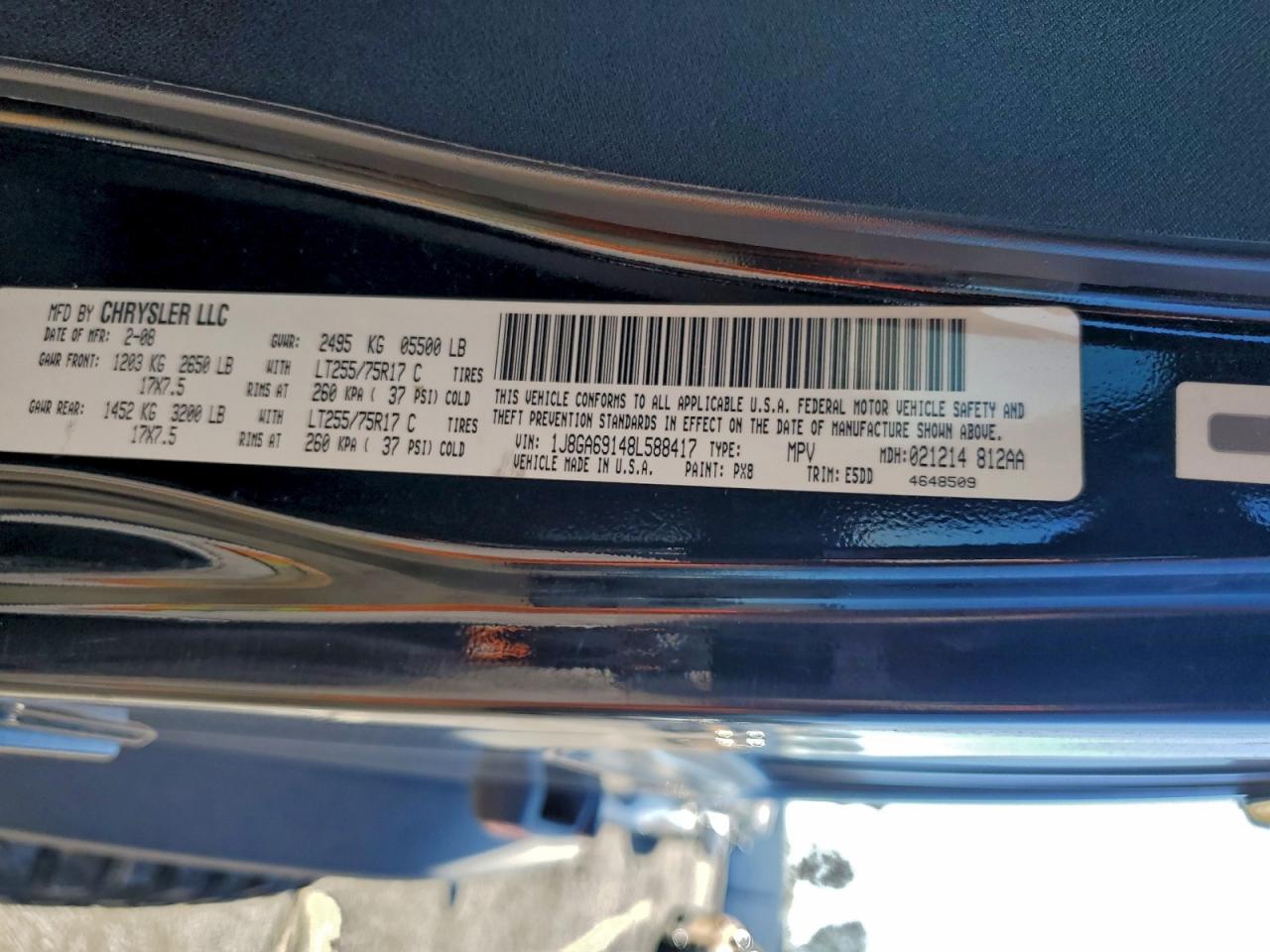 2008 Jeep Wrangler Unlimited Rubicon VIN: 1J8GA69148L588417 Lot: 93550965