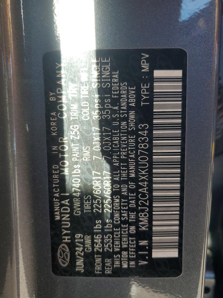 2019 Hyundai Tucson Se VIN: KM8J2CA4XKU078343 Lot: 90691435