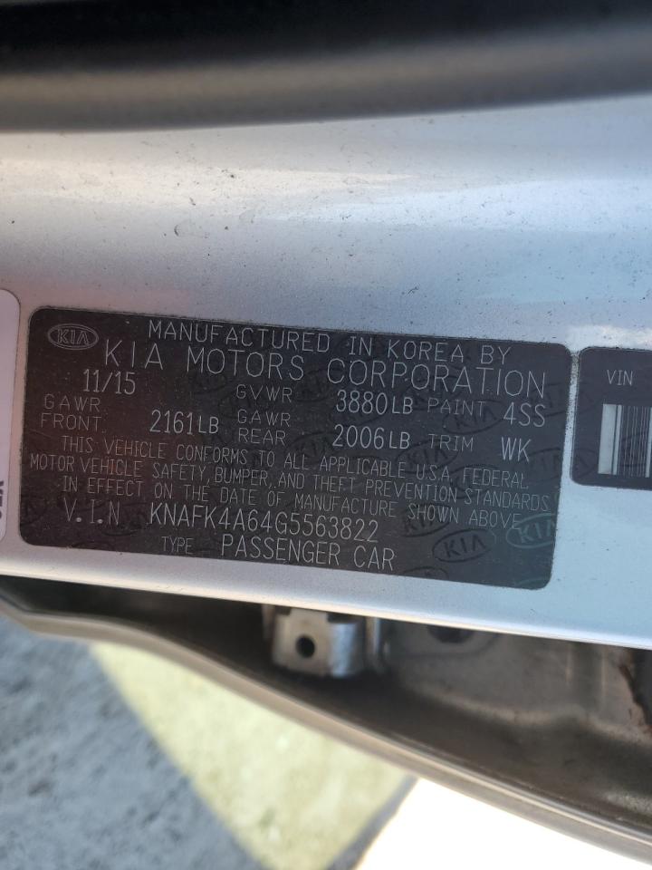 2016 Kia Forte Lx VIN: KNAFK4A64G5563822 Lot: 92407185