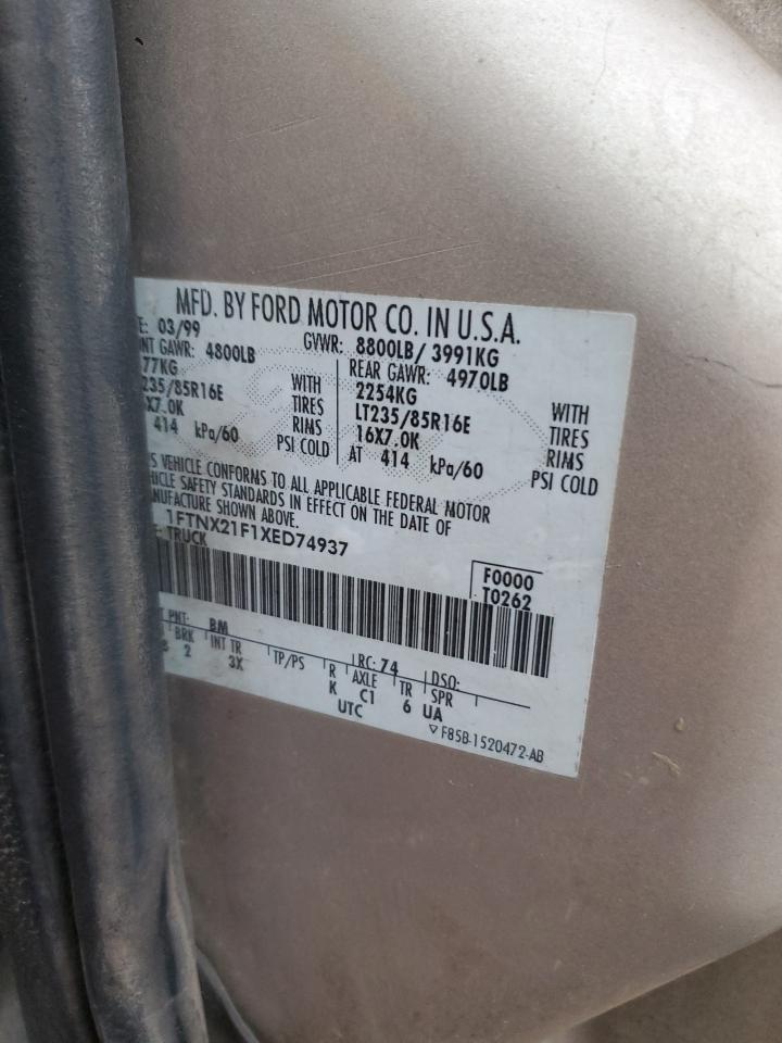 1999 Ford F250 Super Duty VIN: 1FTNX21F1XED74937 Lot: 92608185